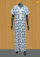 White with blue Women’s Nighty - Thenianantham