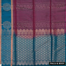 Dark magenta with peacock blue soft silk saree