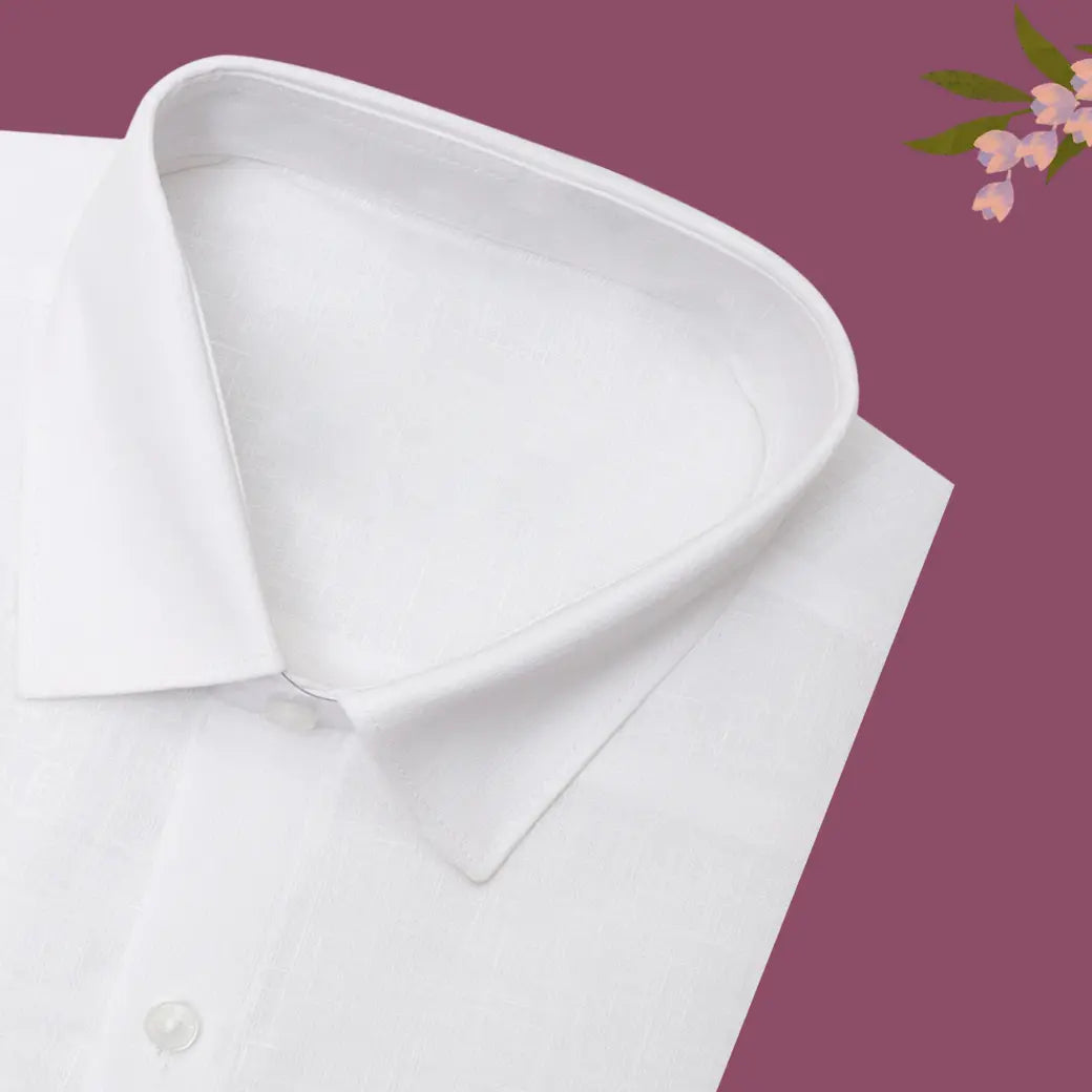 White Cotton Readymade Shirt for Men