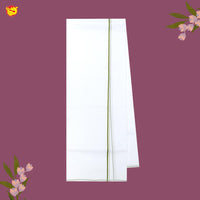 White with Green Border Single Layer Cotton Men’s Dhoti