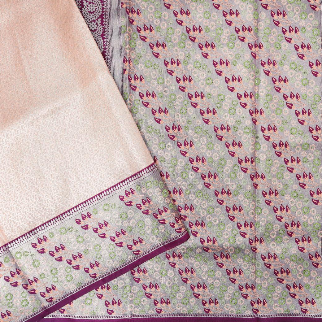LIGHT PINK WITH PURPLE LITCHI SILK