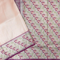 LIGHT PINK WITH PURPLE LITCHI SILK