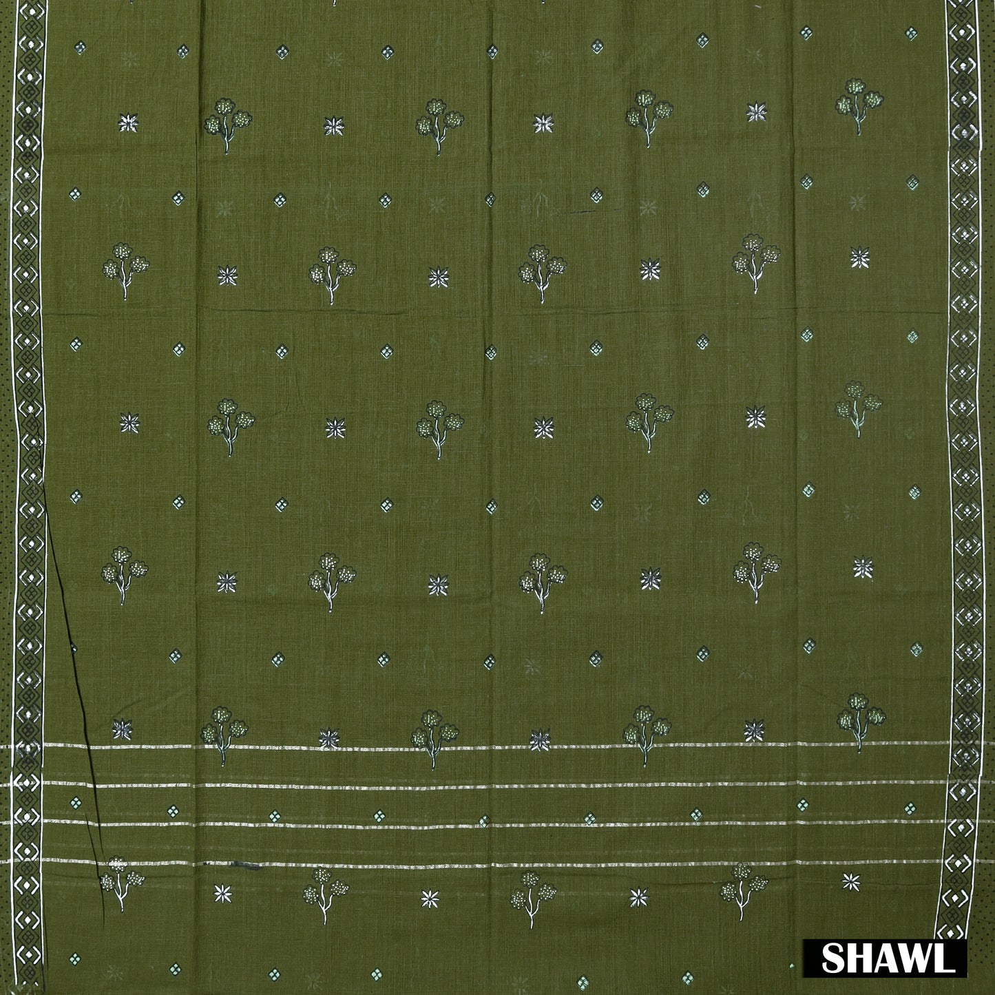 Pista Green With Olive Green Cotton Ladies Chudithar Material