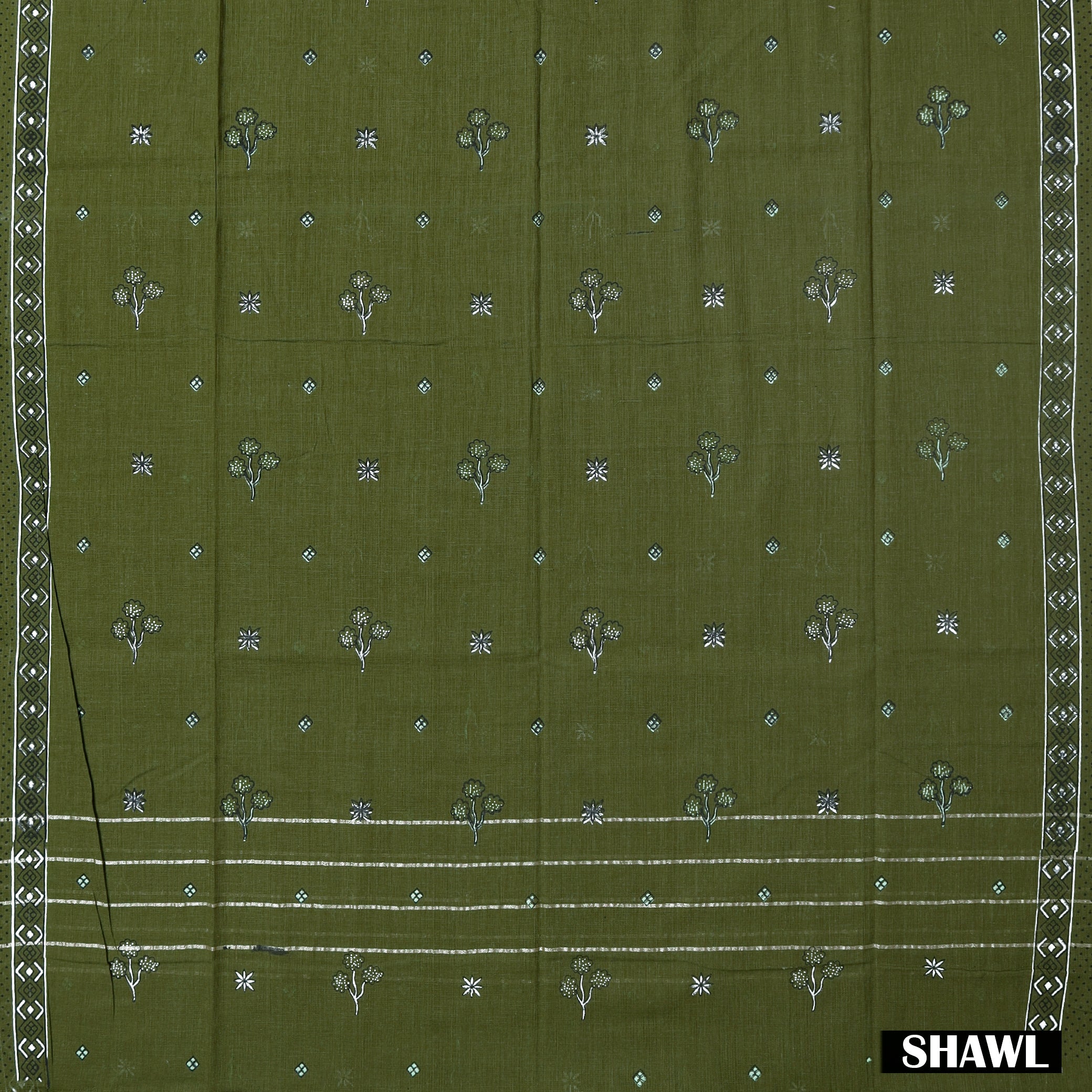 Pista Green With Olive Green Cotton Ladies Chudithar Material