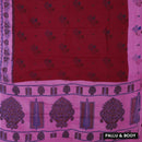 maroon and pink Sungudi Cotton Saree without Blouse