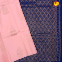 Pastel pink with navy blue pallu soft silk saree