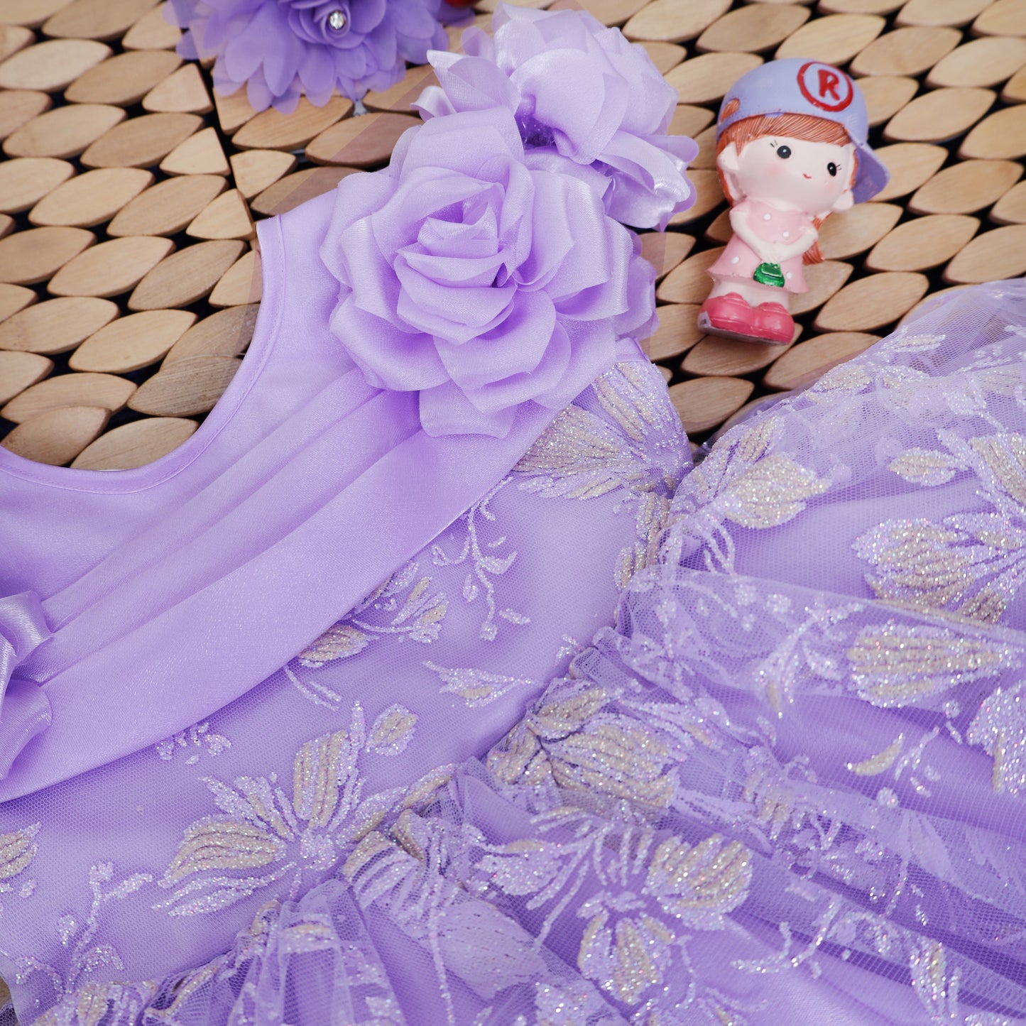 Lavender Color Girls Branded Readymade Short Frock
