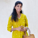 Yazhini- Yellow with white heart-shaped pattern Ladies Branded Co-ord-set Readymade