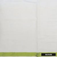Southloom Exclusive Onam Kerala Traditional  green Border off white  Cotton Saree (Matching Plain Blouse Included)