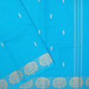 Turquoise Blue Pure Chettinad Cotton Saree without Blouse