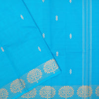 Turquoise Blue Pure Chettinad Cotton Saree without Blouse