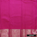 Blue With Pink  Golden Zari Border Wedding Silk Saree