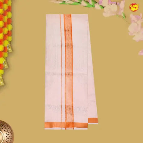 Copper Colour Readymade Shirt And Matching Border Dhoti Set for Men