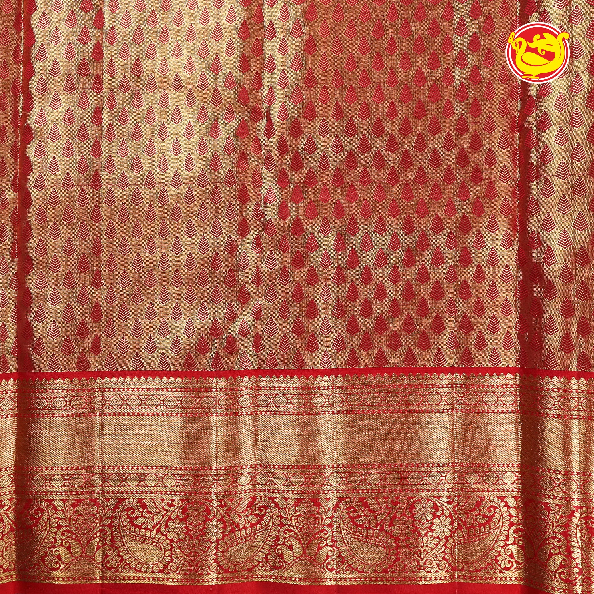 Golden Tissue with Red Wedding silk sarees