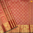 Crimson Red Jacquard Gold Zari Floral Design Pure Kanjivaram Subhalaya Wedding Silk Saree - Thenianantham