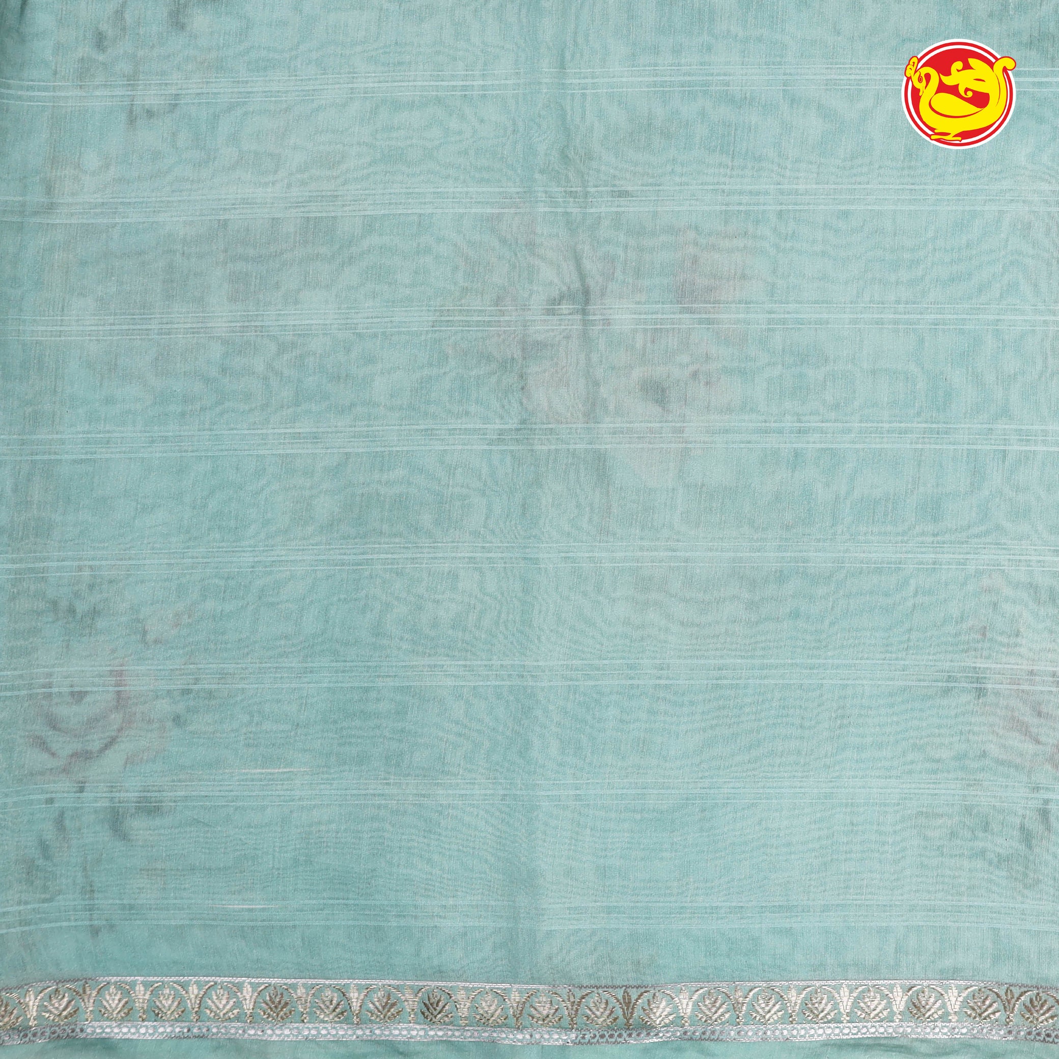 Light blue chanderi silk saree with digital prints