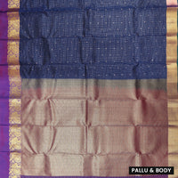 Navy Blue With Purple Gold Zari Yuvana Semi Soft Silk Saree