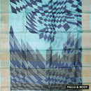Pure Tussar Silk Saree Turquoise Blue and  Blue Shade With Floral Design and Painted Prints and Zari Woven Border