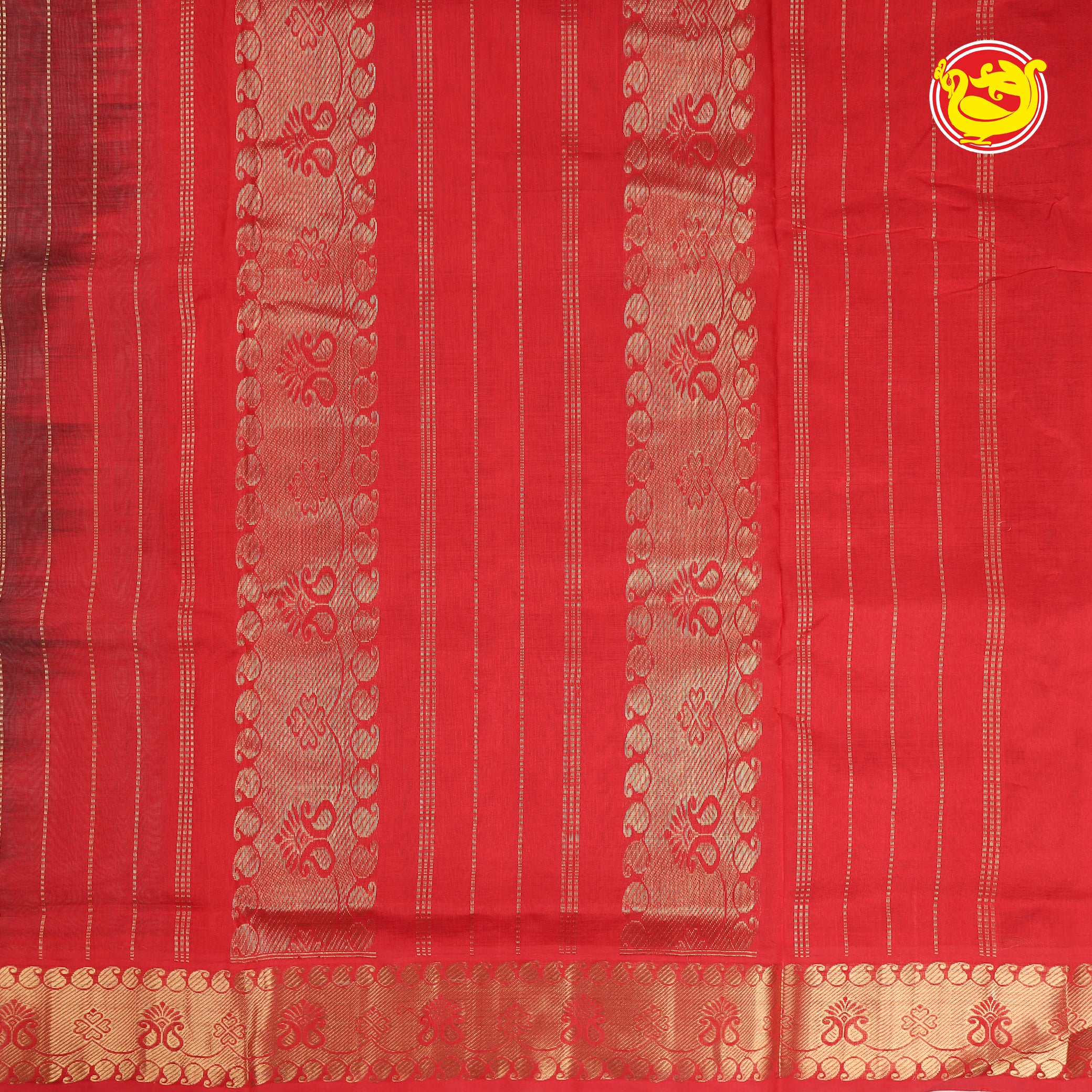 Grey with red pure silk cotton saree