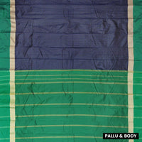 Navy Blue With  Green Border Arani Silk Saree