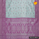 Pastel Blue with Pink Floral Motifs Kubera Pattu Saree