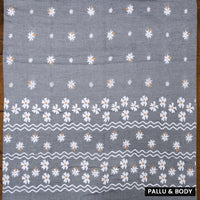 Grey Linen Cotton Saree with Contrast Blouse