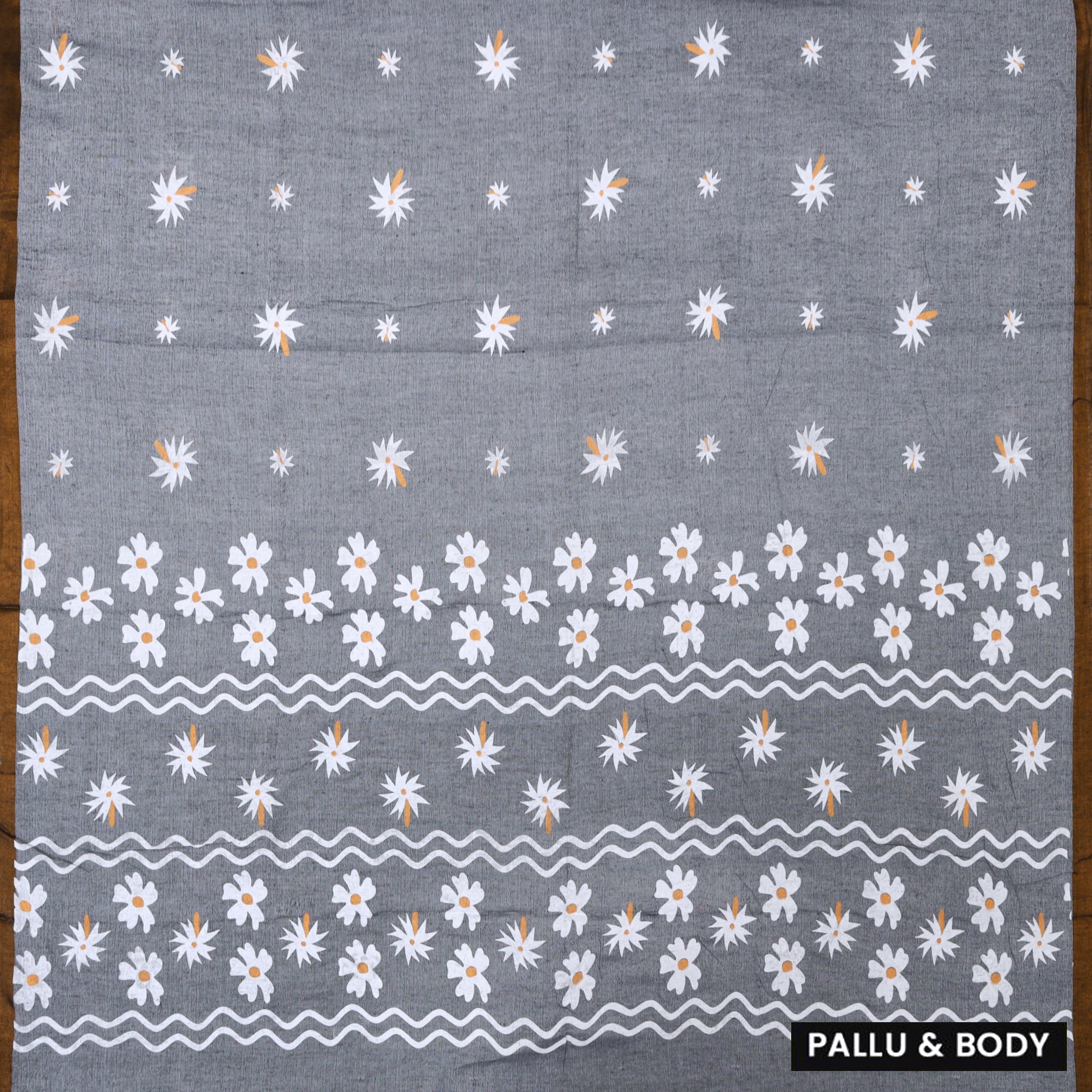 Grey Linen Cotton Saree with Contrast Blouse