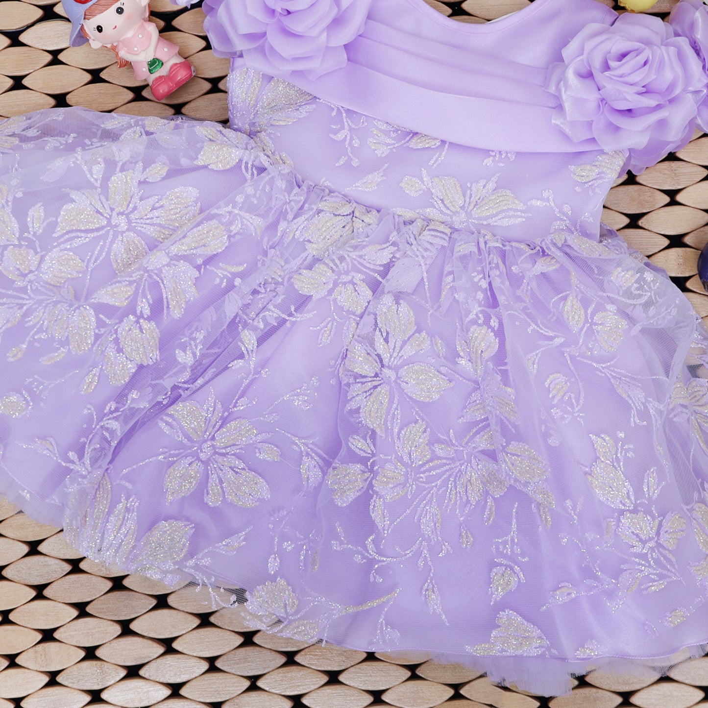 Lavender Color Girls Branded Readymade Short Frock
