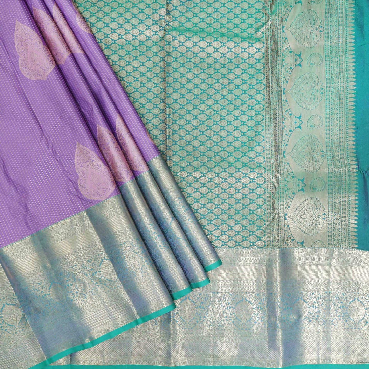 Lavender with Sea Green Vairasoosi Soft Silk Saree