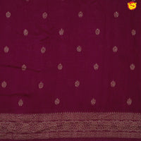 Dark Magenta With Floral Motifs Copper Zari Khadi Banarasi Tussar Silk Saree - Thenianantham