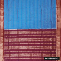 Sky Blue With Maroon Premium Quality Kalyani Cotton Saree