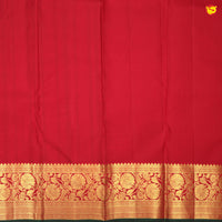 Crimson Red Jacquard Gold Zari Floral Design Pure Kanjivaram Subhalaya Wedding Silk Saree - Thenianantham