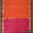 Orange With Pink  Gold Zari Yuvana Semi Soft Silk Saree