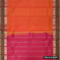 Orange With Pink  Gold Zari Yuvana Semi Soft Silk Saree