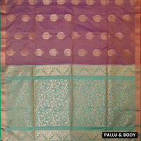 Lavender with rama Green Soft Silk Saree