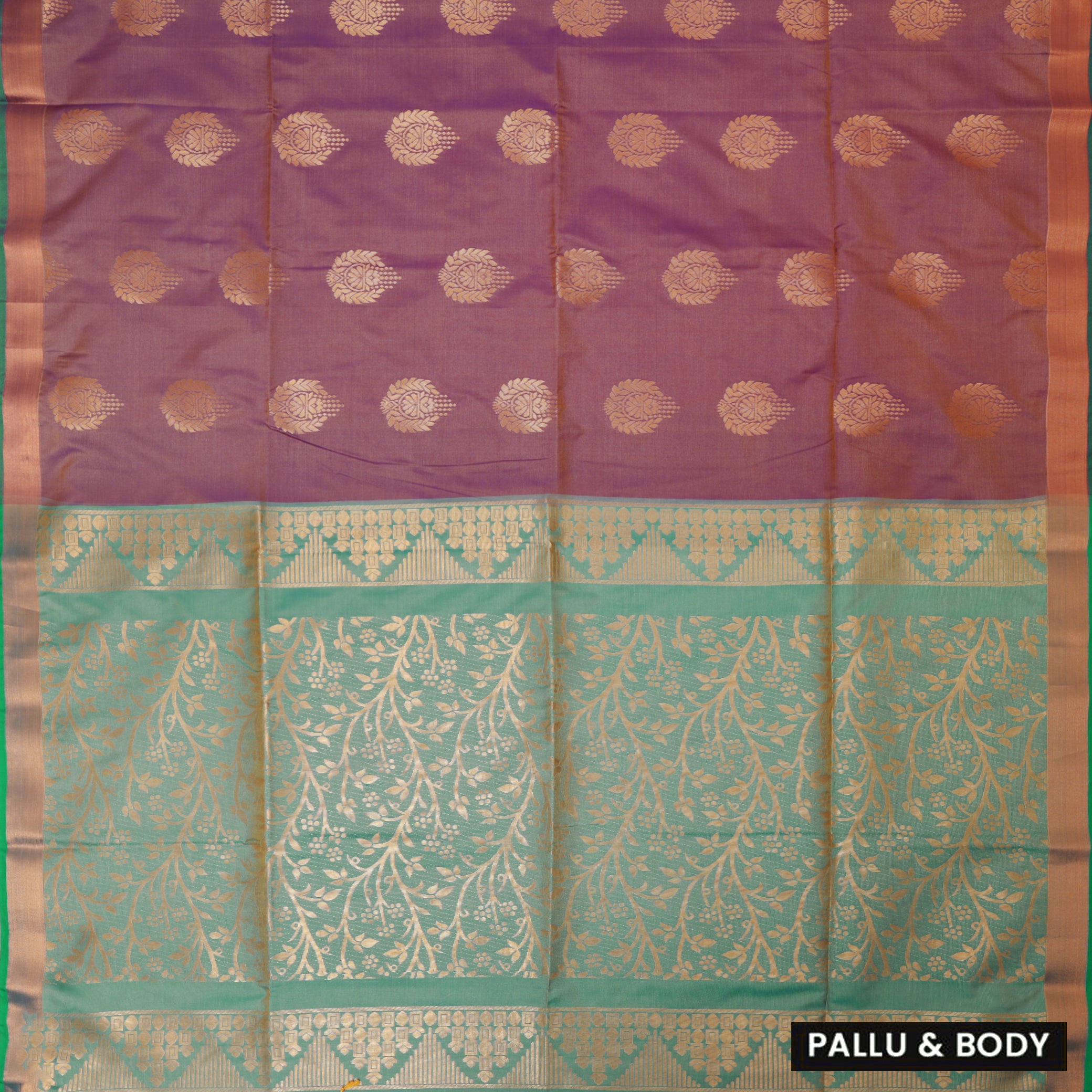 Lavender with rama Green Soft Silk Saree