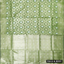 GREEN WITH WHITE  LINEN JACQUARD  SAREES