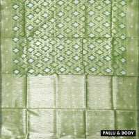 GREEN WITH WHITE  LINEN JACQUARD  SAREES