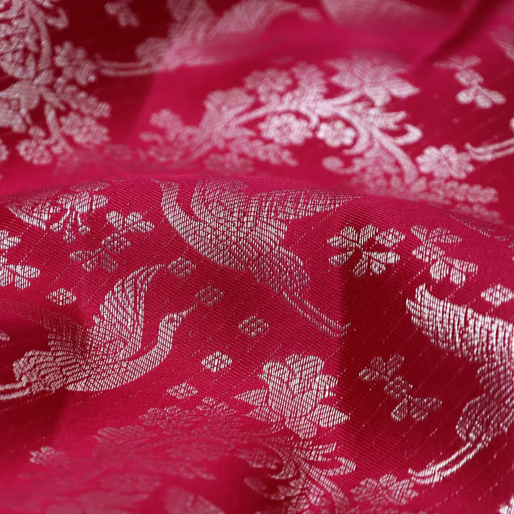 Red with off White  Kanchipuram Wedding silk saree