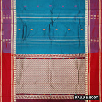 Blue With Purple Pure  Cotton Saree