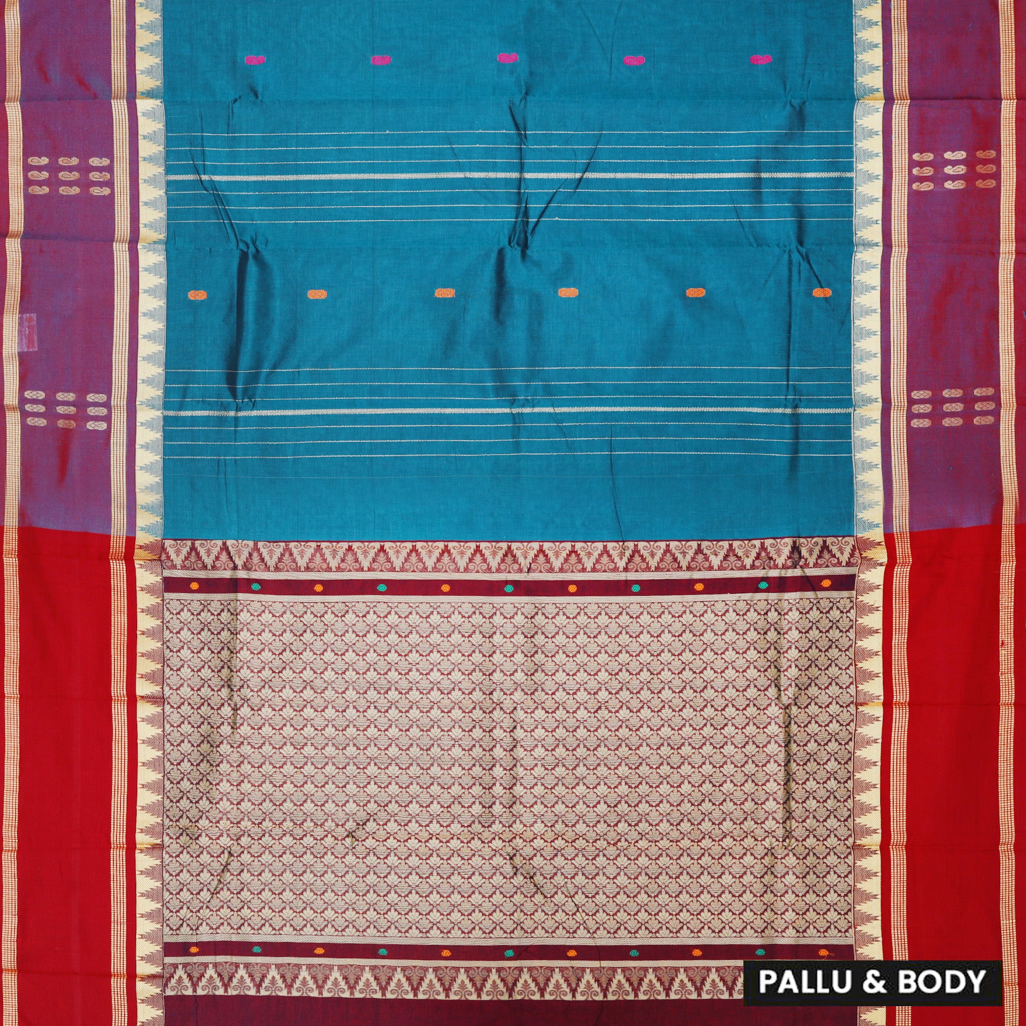 Blue With Purple Pure  Cotton Saree