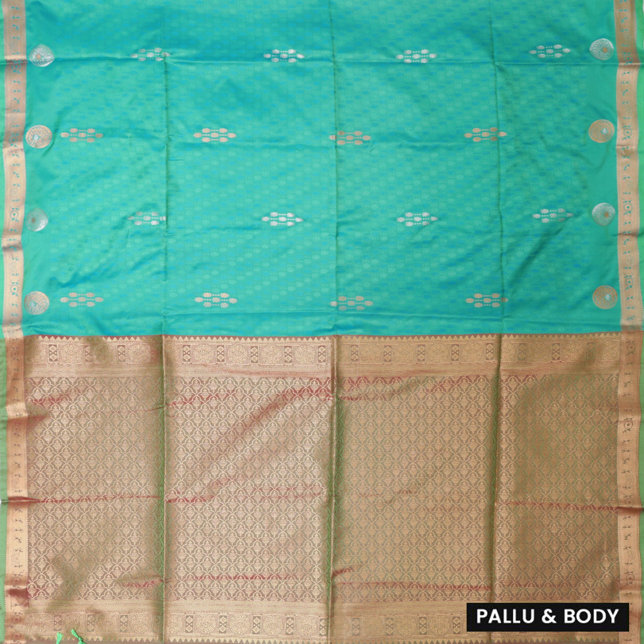 Green With Light Brown Soft Silk Saree