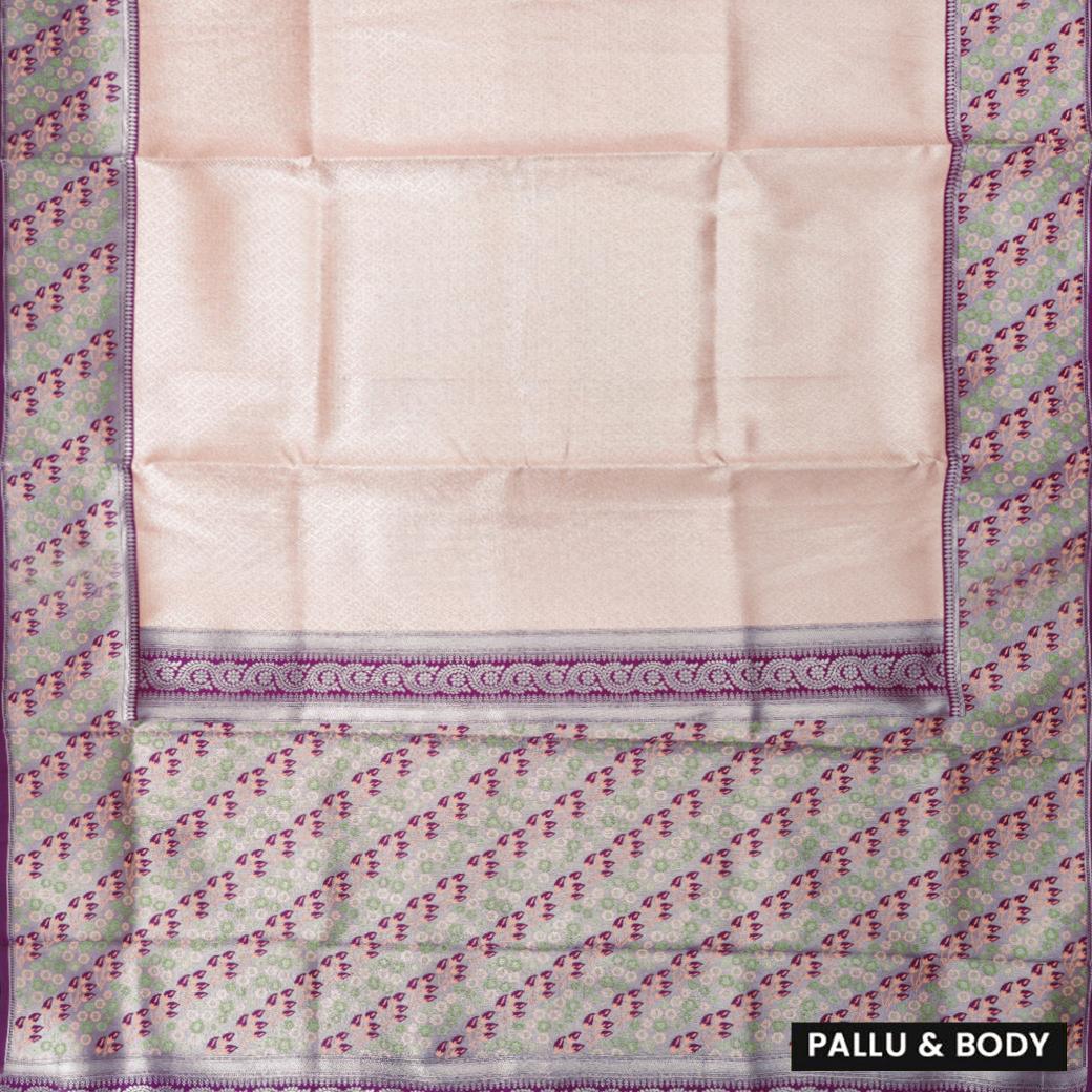 LIGHT PINK WITH PURPLE LITCHI SILK