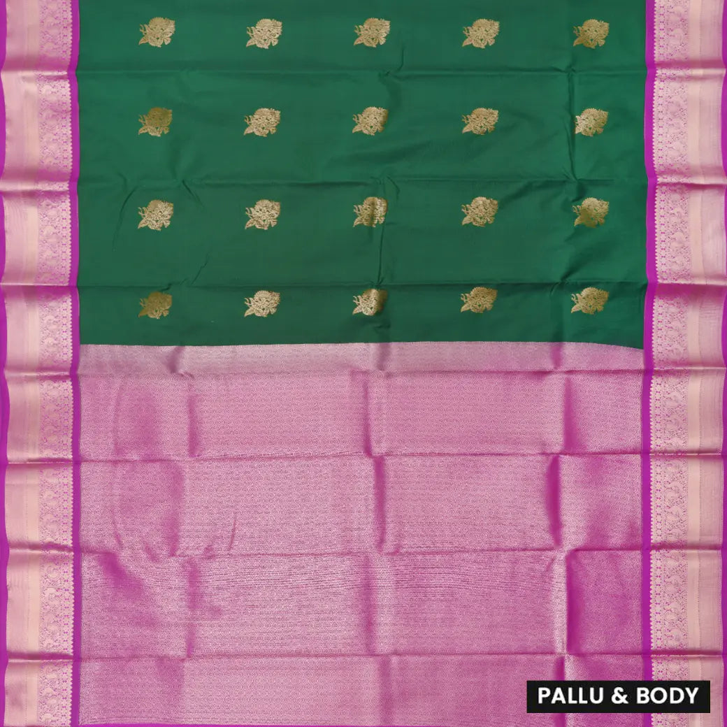 Green and Magenta Soft Silk Saree