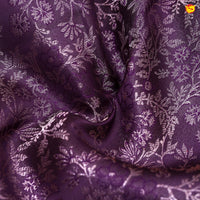 Dark Purple With Floral Motifs Gold Zari Border Pure Kanjivaram Wedding Silk Saree - Thenianantham