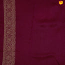 Dark Magenta With Floral Motifs Copper Zari Khadi Banarasi Tussar Silk Saree - Thenianantham