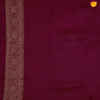 Dark Magenta With Floral Motifs Copper Zari Khadi Banarasi Tussar Silk Saree - Thenianantham