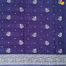 Dark Purple With Floral Motifs Silver Zari Khadi Banarasi Silk Saree - Thenianantham