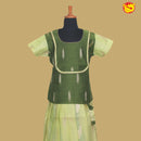 Olive Green and Pastel Green Girls Branded Readymade Pattu Pavadai Set