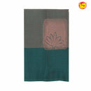 Grey with peacock green soft silk saree